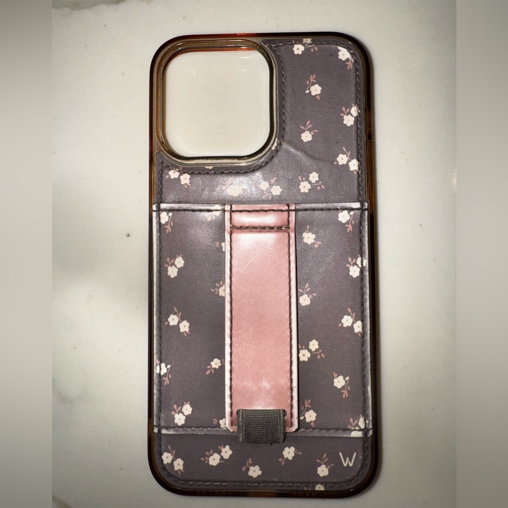 Walli Floral Pattern Phone Case with Pink and Gray Design